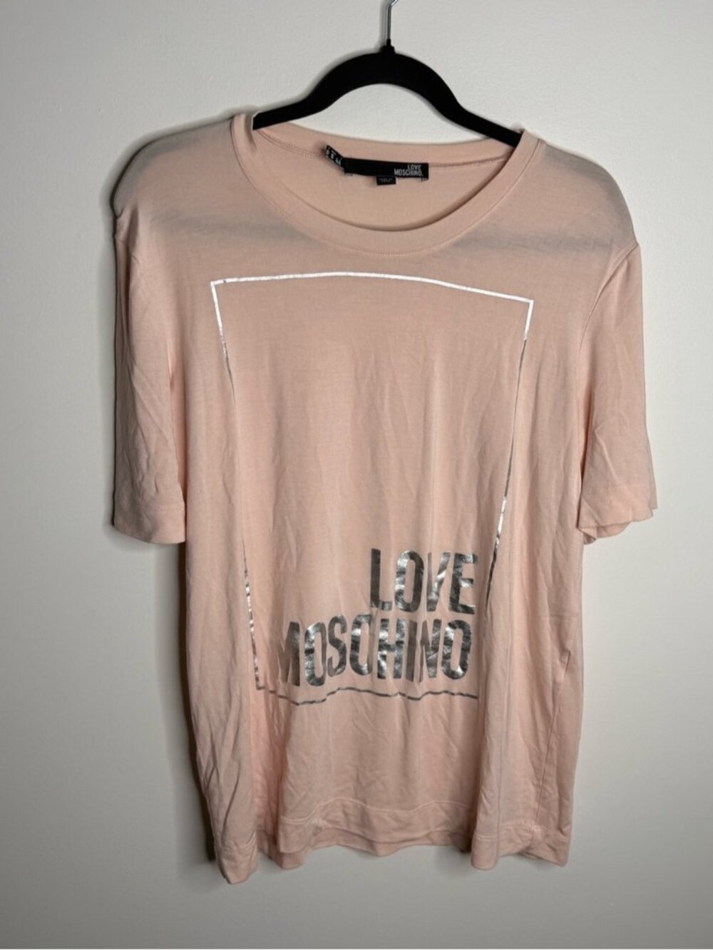 LOVE MOSCHINO Appliquéd cotton-jersey Grey T-shirt pink size 8
